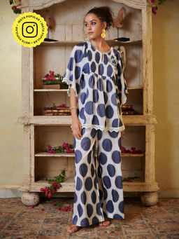 CINCIN Fashion - Navy Blue and White Polka Dot Co-Ord (Set of 2)