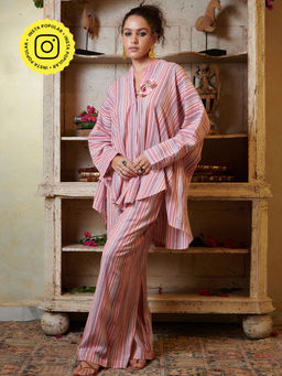 CINCIN Fashion - Pink Stripes Embellished Co-Ord (Set of 2)