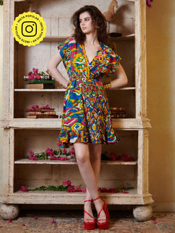CINCIN Fashion - Multi-Color Printed Mini Skater Dress