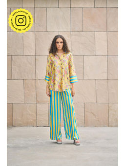 CINCIN Fashion - Multi Printed Floral Shirt with Stripe Pant (Set of 2)