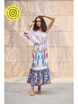CINCIN Fashion - Printed One Shoulder Midi Dress