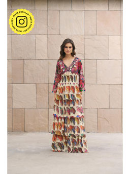 CINCIN Fashion - Umbrella Printed Tier Maxi Dress