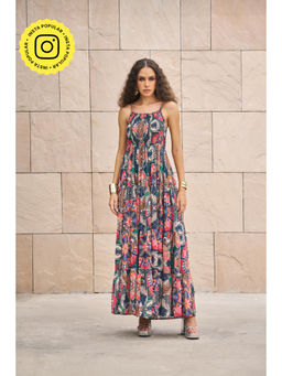 CINCIN Fashion - Multicolour Printed Smocking Maxi Dress