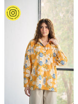 CINCIN Fashion - Mustard Floral Printed Poplin Shirt