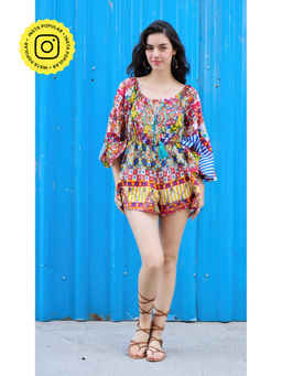 CINCIN Fashion - Multicolour Colour Pop Embroidered Playsuit