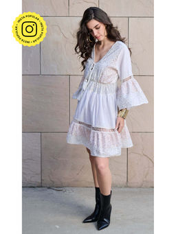 CINCIN Fashion - Diamond Drape White Dress
