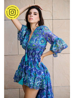 CINCIN Fashion - Blue Cascade Tail Dress