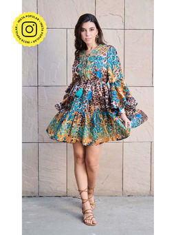 CINCIN Fashion - Leopard Grace V Neckline Mini Dress