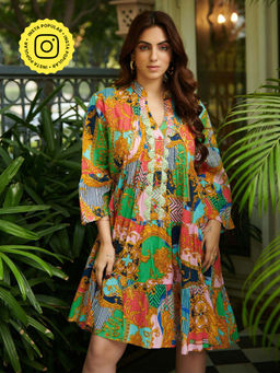 CINCIN Fashion - Multicolor Printed A Line Mini Dress