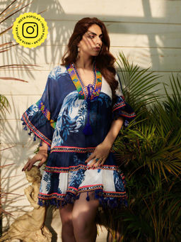 CINCIN Fashion - Indigo Printed A Line Short Dress
