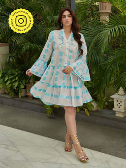 CINCIN Fashion - White Bell Sleeves Short Aline Mini Dress