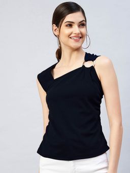 RARE - Women Casual Navy Blue Colour Solid Regular Top