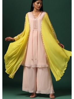 "Two Sisters" by Gyans - Yellow and Pink Kaftan With Pant