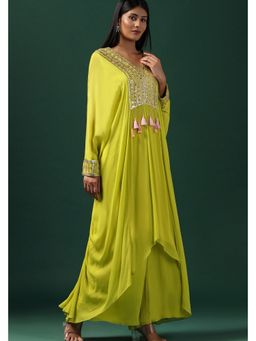 "Two Sisters" by Gyans - Green Thread Work Kurta With Pant