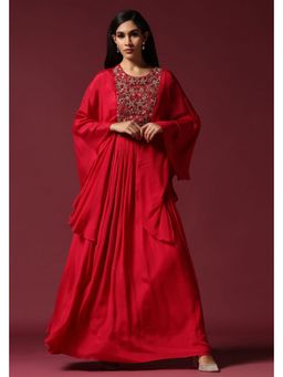 "Two Sisters" by Gyans - Pink Embellished A Line Maxi Dress