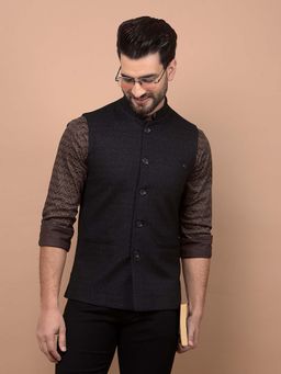 CRIMSOUNE CLUB - Men Black Printed Waist Coat