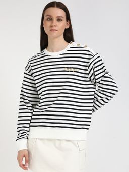 Tommy Hilfiger - Regular Fit Cotton Round Neck White Sweatshirt