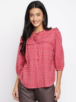 Fabindia - Pink Cotton Hand Block Printed Top