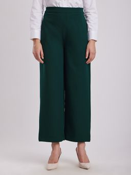 FableStreet - Bottle Green Wide Leg Trouser