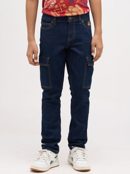 Jack & Jones Junior - Boys Dark Blue Clark Regular Fit Jeans