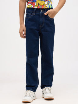 Jack & Jones Junior - Boys Dark Blue Washed Loose Fit Jeans