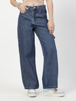 COSMIC TRIO - Navy Blue Straight Fit Jeans