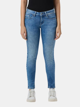 Pepe Jeans - Blue Skinny Fit Mid Rise Powerflex Women Jeans