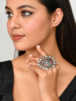 Voylla - Folklore Elegant Round Silver-Plated Ring