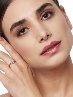 Voylla - Gold Plated Zircons and Faux Pearl Adorned Brass Adjustable Ring