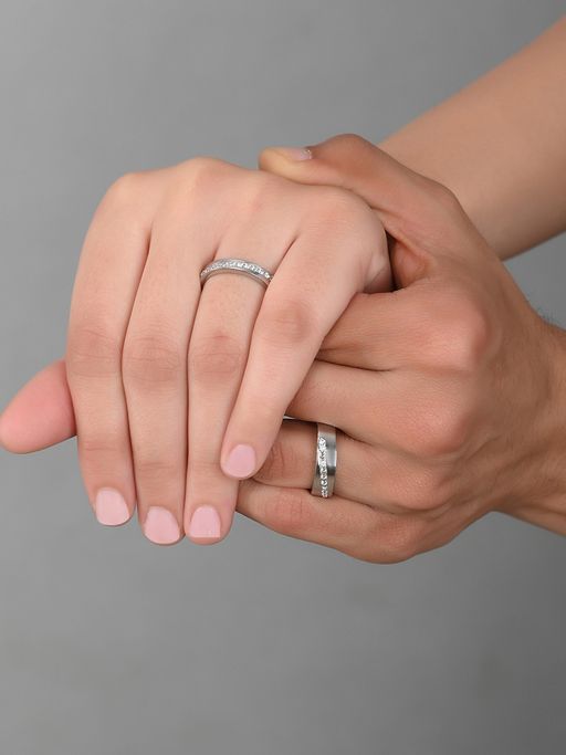 Voylla Valentine's Day Collection 925 Silver CZ Couple Band Rings