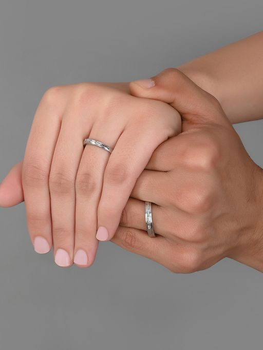 Voylla Valentine's Day Collection 925 Silver Zirconia Adorned Couple Rings