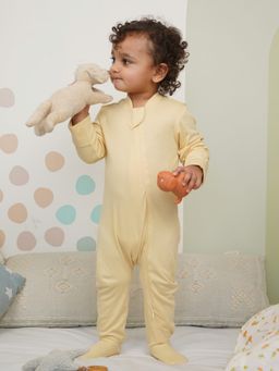 Cocoon Care - Bamboo Cotton Knitted Plain Solid Baby Full Sleeves Footed Sleepsuit