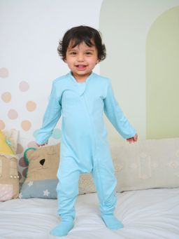 Cocoon Care - Bamboo Cotton Knitted Plain Solid Baby Full Sleeves Footed Sleepsuit