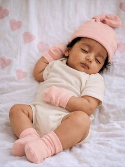 Cocoon Care - Knitted Bamboo Cotton Solid Cap Mittens and Socks