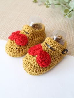 Woonie - Cotton Bamboo Bow Designed Summer Booties - Beige