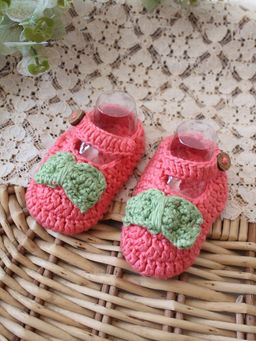 Woonie - Cotton Bamboo Bow Detailed Summer Booties - Peach