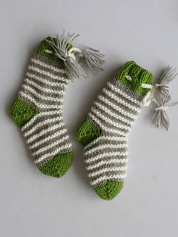 Woonie - Handknitted Striped Socks - Grey