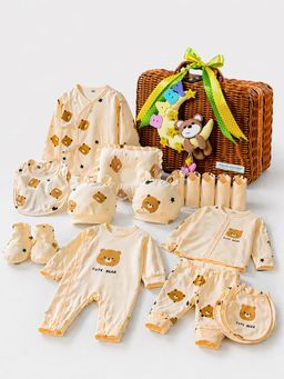Little Surprise Box - 25 pcs Brown Bear Hamper Newborn Boy/Girl Cane Basket Gift