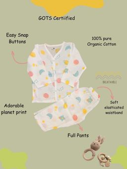 Tittertots - Unisex Multi-Color Printed Jhabla with Pant