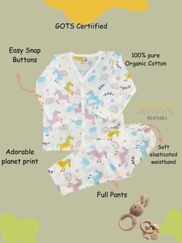 Tittertots - Unisex Multi-Color Printed Jhabla with Pant