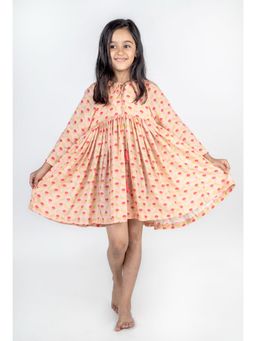 MR.BRAT - Girl's Round Neck Printed Midi Dress