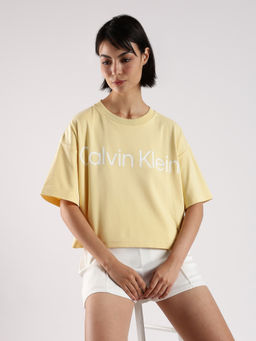 Calvin Klein - Yellow Logo Relaxed Fit Cotton T Shirt
