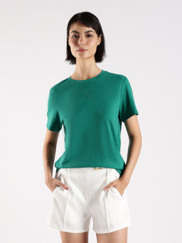 Calvin Klein - Green Solid Regular Fit Cotton T Shirt