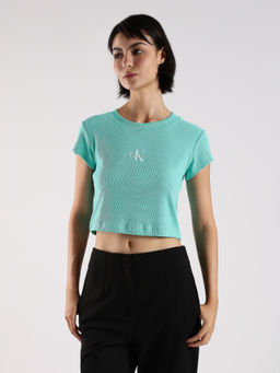 Calvin Klein - Green Logo Slim Fit Cotton T Shirt