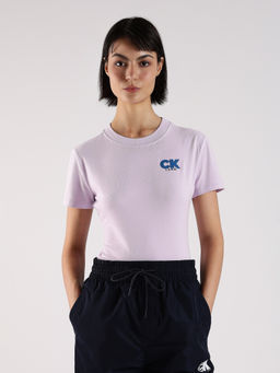 Calvin Klein - Purple Logo Slim Fit Cotton T Shirt