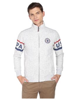 U.S. POLO ASSN. - Men Light Grey High Neck Heathered Sweatshirt