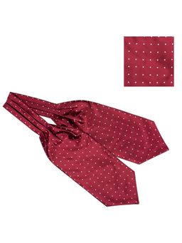 The Tie Hub - Maroon Polka Cravat and Pocket Square Combo For Men