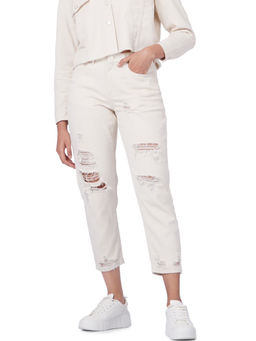 ONLY - Solid Off White Distressed Jeans