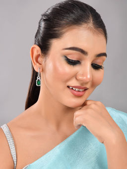 Voylla - Sparkling Elegance Elegant Emerald Dangler Earrings