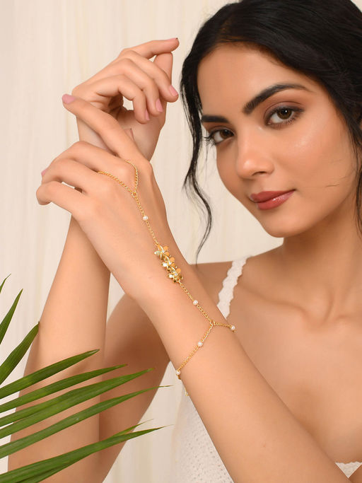 Buy Voylla Hawaii Plumeria Hand Harness Bracelet Online